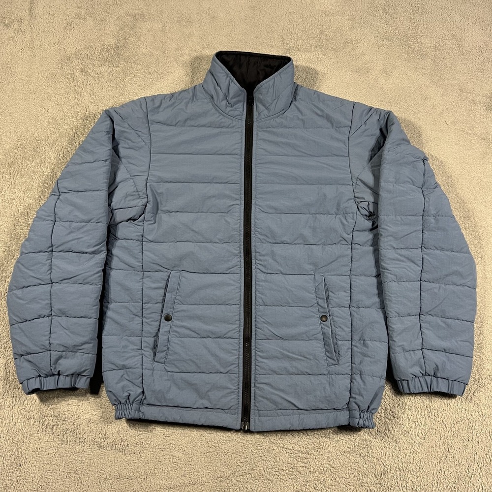 Standard Issue Tees Puffer Jacket Mens Small Reversible Pale Blue Black Full Zip